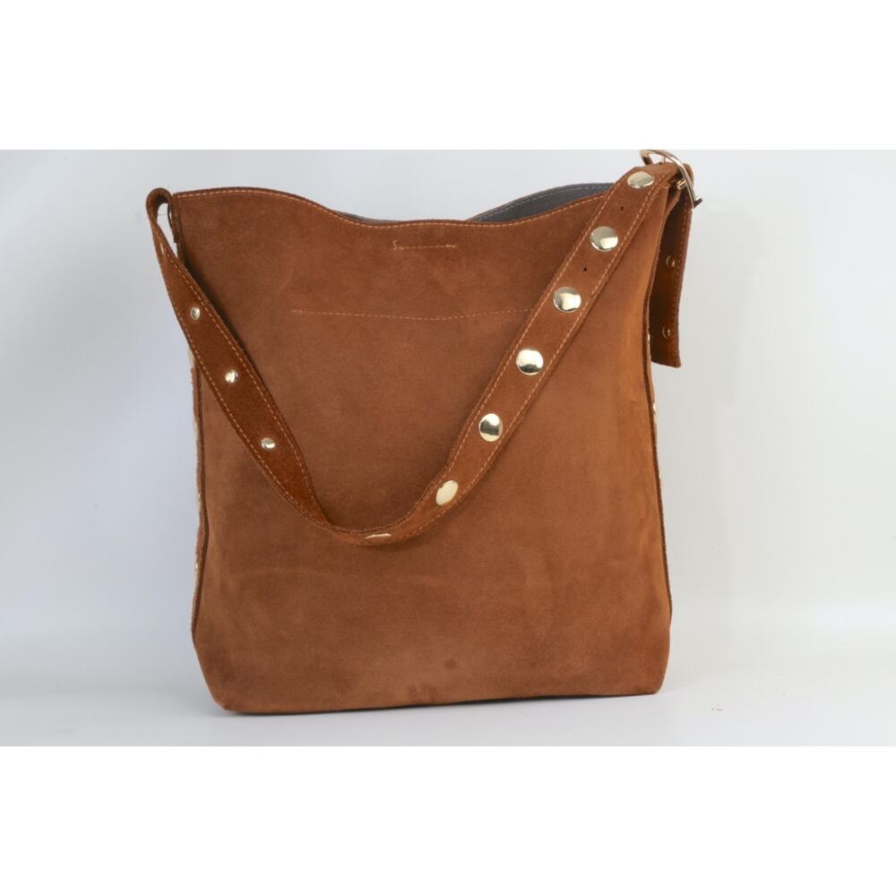 Cheval Firenze Brown Suede Shoulder Tote Bag Italian Leather Classic
